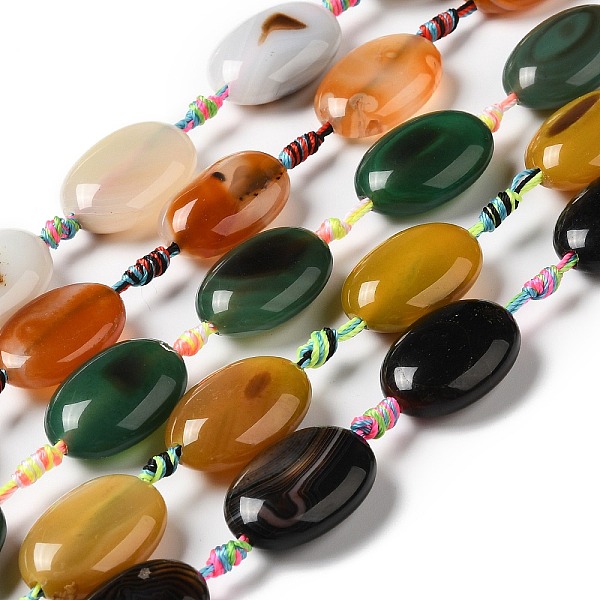 

PandaHall Natural Agate Beads Strands, Dyed & Heated, Flat Oval, Mixed Color, 23.5~25x16.5~18.5x9~10mm, Hole: 2mm, about 13pcs/strand..., Multicolor