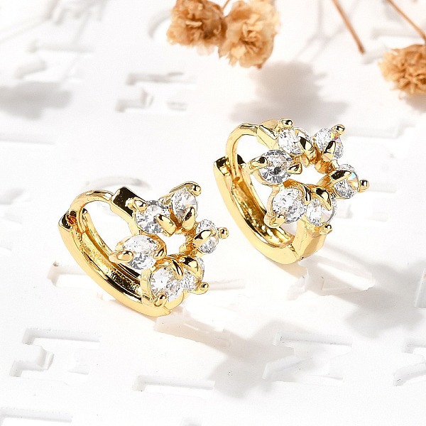 花の真鍮フープピアス