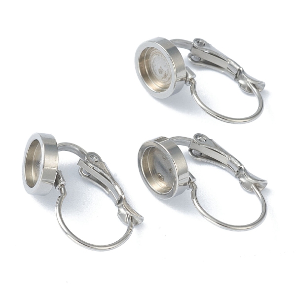 

PandaHall 304 Stainless Steel Leverback Earring Findings, with Flat Round Trays Setting for Cabochon, Stainless Steel Color, Tray: 6mm...
