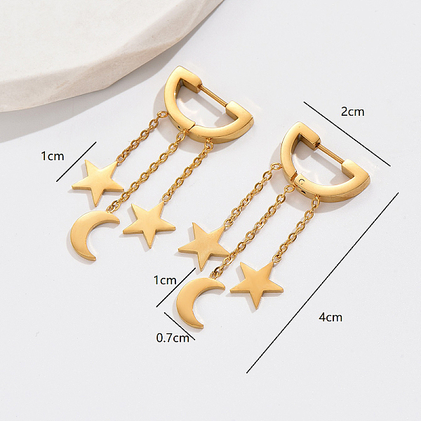 

PandaHall Exquisite metal star moon pendant earrings for daily wear women.