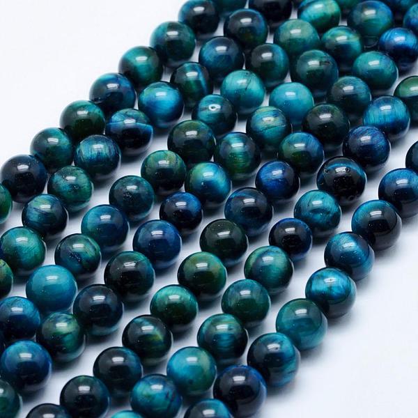 

PandaHall Natural Tiger Eye Beads Strands, Dyed & Heated, Round, 8mm, Hole: 1mm, about 47~48pcs/strand, 15.5 inch(39.5cm) Tiger Eye Round..., Cyan