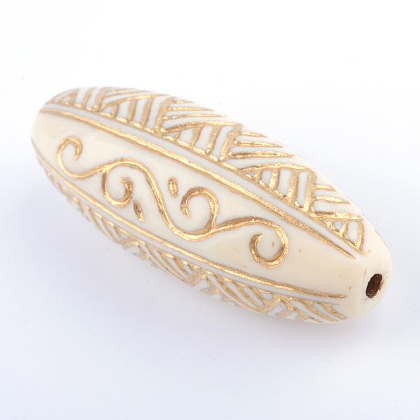

PandaHall Rice Plating Acrylic Beads, Golden Metal Enlaced, Beige, 41x15.5mm, Hole: 2mm, about 82pcs/500g Acrylic Rice Yellow