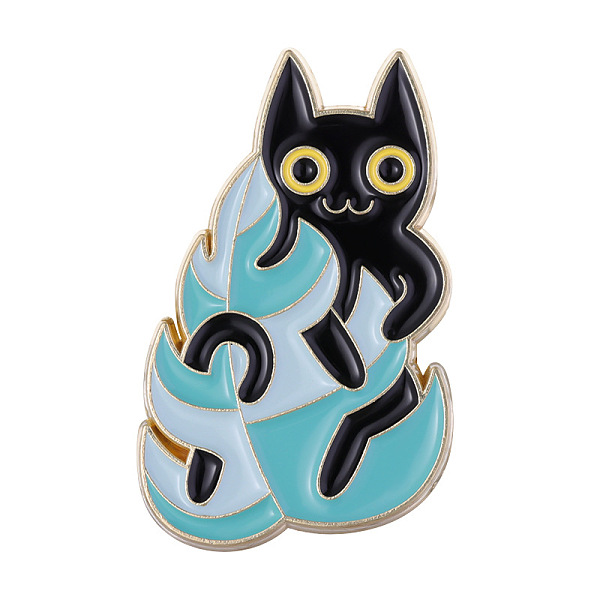 Cat With Plant Enamel Pin