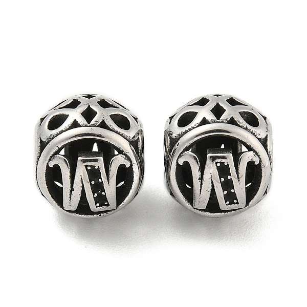 

PandaHall 304 Stainless Steel Beads Rhinestone Settings, Large Hole Beads, Round, Letter W, 9.5x8.5x9.5mm, Hole: 4mm, Fit for 0.8mm...