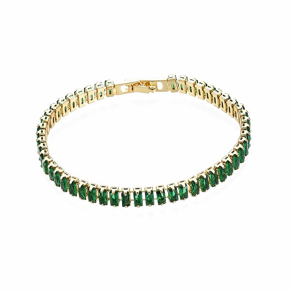 

PandaHall Cubic Zirconia Classic Tennis Bracelet, Real 18K Gold Plated Brass Cubic Zirconia Link Chain Bracelet for Women, Nickel Free, Sea...