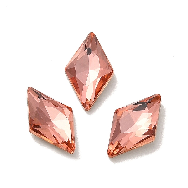 

PandaHall Glass Rhinestone Cabochons, Point Back & Back Plated, Faceted, Rhombus, Padparadscha, 10x6x2.5mm Glass Rhinestone Rhombus Red