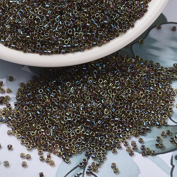 

PandaHall MIYUKI Delica Beads, Cylinder, Japanese Seed Beads, 11/0, (DB1740) Dark Amethyst Lined Chartreuse AB, 1.3x1.6mm, Hole: 0.8mm..., Purple