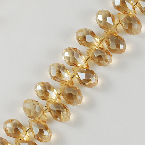 

PandaHall Eletroplated Glass Beads, Faceted, teardrop, Wheat, 12x6mm, Hole: 1mm Glass Teardrop Orange