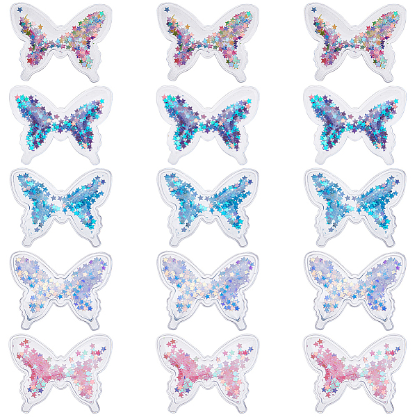 

PandaHall GORGECRAFT 40PCS 5 Colors PVC Butterfly Ornament Butterfly Wings Fabric Embossed Glitter Applique with Star Sequins Plastic DIY..., Multicolor
