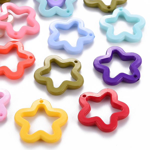 

PandaHall Opaque Acrylic Pendants, Dyed, Flower, Mixed Color, 29.5x30x5mm, Hole: 1.8mm, about 340pcs/500g Acrylic Flower Multicolor