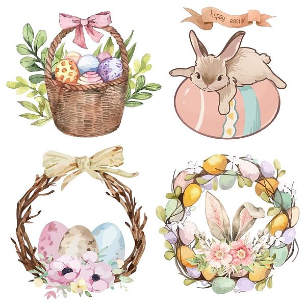 

PandaHall PVC Window Sticker, Flat Round Shape, for Window or Stairway Home Decoration, Rabbit, 160x0.3mm, 4 styles, 1pc/style, 4pcs/set...