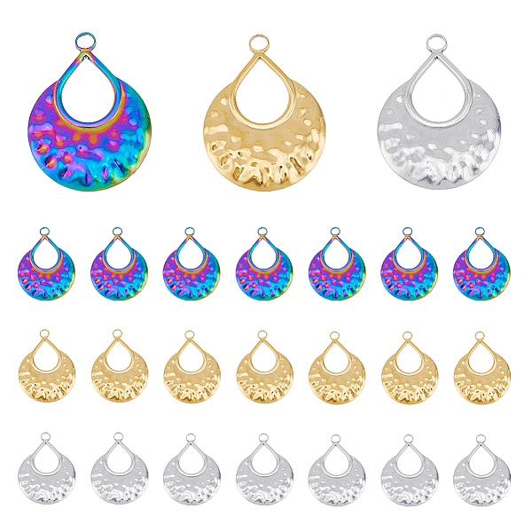 

PandaHall DICOSMETIC 24Pcs 3 Colors 201 Stainless Steel Pendants, Teardrop, Mixed Color, 28x21x2.5mm, Hole: 2.5mm, 8pcs/color 201 Stainless...