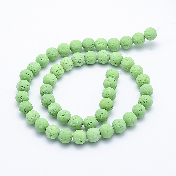 

PandaHall Natural Lava Rock Beads Strands, Round, Dyed, Light Green, 8mm, Hole: 1mm, about 49pcs/strand, 15.35 inch(39cm) Lava Rock Round...