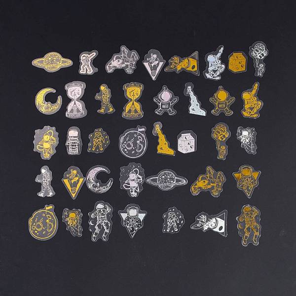 

PandaHall Waterproof Plastic Stickers, for Scrapbooking, Travel Diary Craft, Galaxy and Astronaut, Gold, 26~48.5x20~50.5x0.1mm, about...