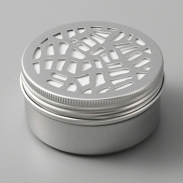 

PandaHall Aluminium Shallow Round Candle Tins, with Hollow Lids, Empty Tin Storage Containers, Spider Web Pattern, 7.05x3.45cm, Inner..., Silver