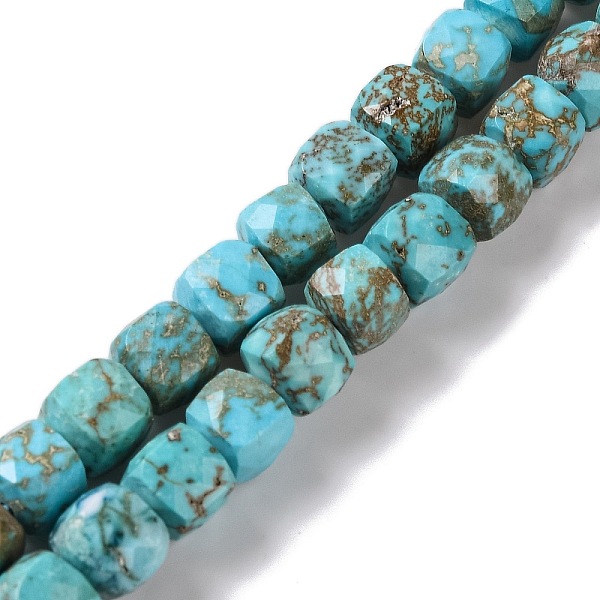 

PandaHall Natural Howlite Beads Strands, Dyed, Faceted Rhombus Cut, Cube, Cyan, 5x5x5mm, Hole: 1mm, about 70~81pcs/strand, 14.57~15.75''...