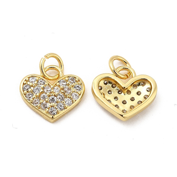 

PandaHall Brass Micro Pave Clear Cubic Zirconia Charms, with Jump Ring, Heart Charm, Real 18K Gold Plated, 11x12x2.5mm, Hole: 3.5mm...