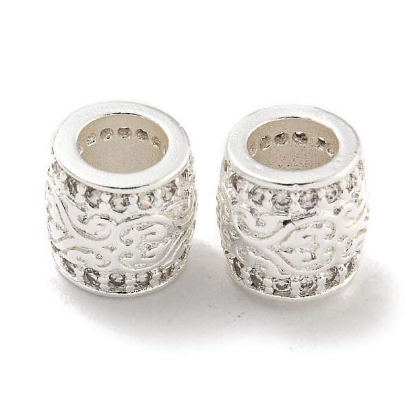 

PandaHall Rack Plating Brass Micro Pave Clear Cubic Zirconia European Beads, Large Hole Beads, Long-Lasting Plated, Lead Free & Cadmium Free...