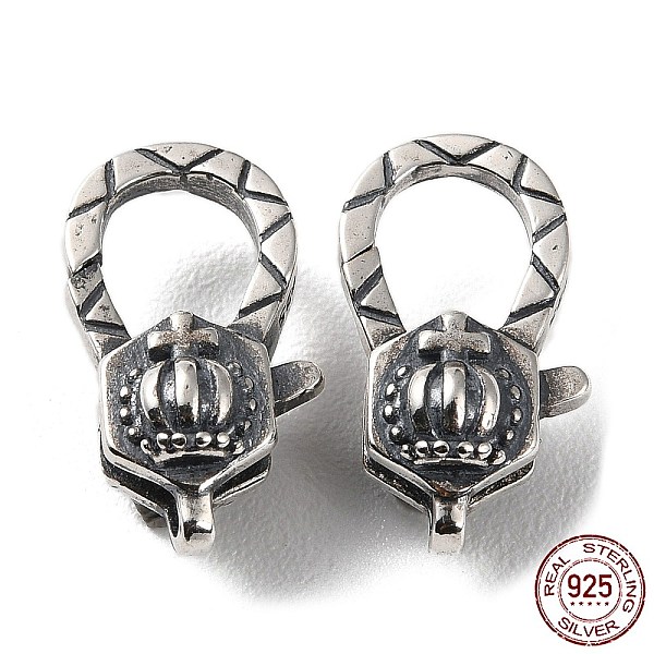 

PandaHall 925 Thailand Sterling Silver Lobster Claw Clasps, Crown, with 925 Stamp, Antique Silver, 17.5x10.5x7.5mm, Hole: 1.2mm Sterling...