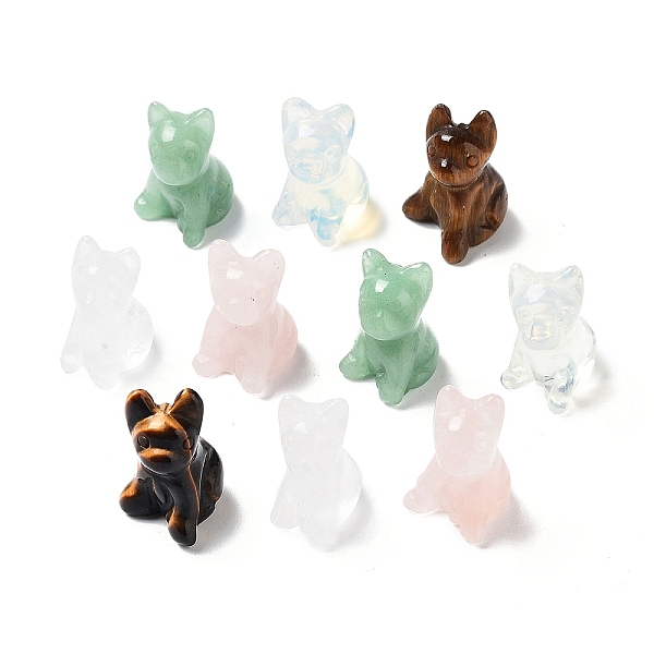 

PandaHall Natural & Synthetic Gemstone Carved Dog Statues Ornament, Home Office Desk Feng Shui Decoration, 12~13x14~15x24~25mm Mixed Stone...
