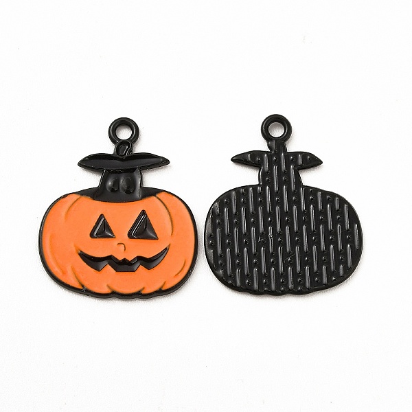 

PandaHall Rack Plating Alloy Enamel Pendants, Cadmium Free & Nickel Free & Lead Free, Halloween Theme, Pumpkin Charm, Electrophoresis Black...