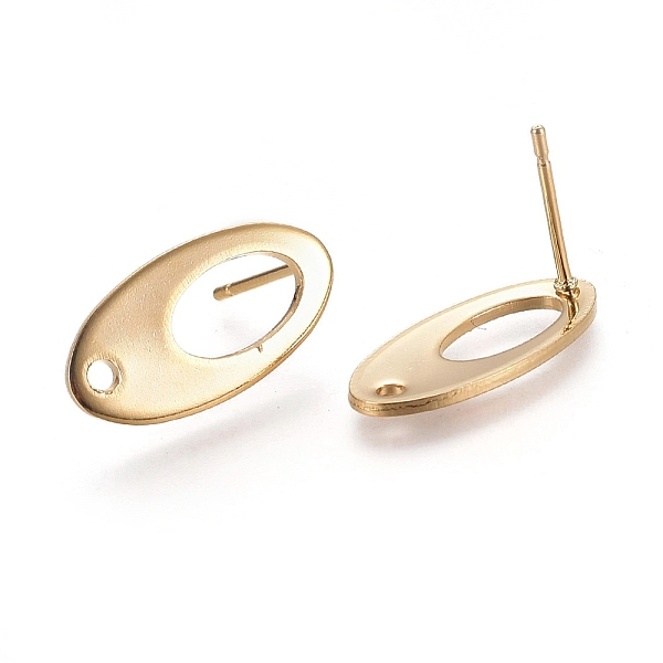 

PandaHall 304 Stainless Steel Stud Earring Findings, with Loop, Oval, Golden, 18.5x9.5x1mm, Hole: 1.5mm, Pin: 0.8mm 304 Stainless Steel Oval
