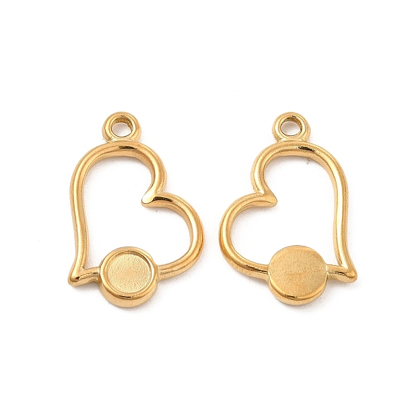 

PandaHall Ion Plating(IP) 304 Stainless Steel Pendants, Heart with Round Tray, Real 18K Gold Plated, 14x16x2mm, Hole: 1.6mm, Tray: 4mm 304...