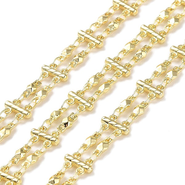 

PandaHall Rack Plating Brass Polygon Link Chains, Soldered, with Spool, Cadmium Free & Lead Free, Real 18K Gold Plated, 6.5x3x2mm, 5.5x8mm...