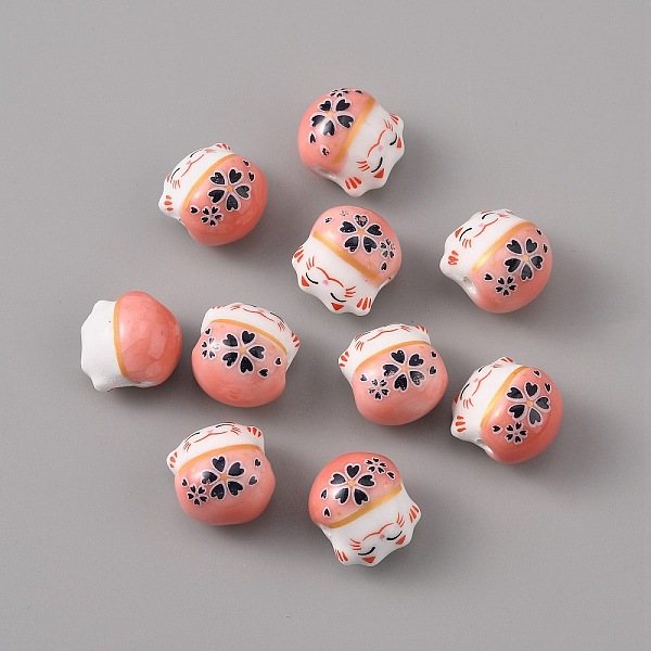 

PandaHall Handmade Porcelain Beads, Famille Rose Porcelain, Lucky Cat, Salmon, 14x12.5x11.5mm, Hole: 2mm Porcelain Cat Shape Red