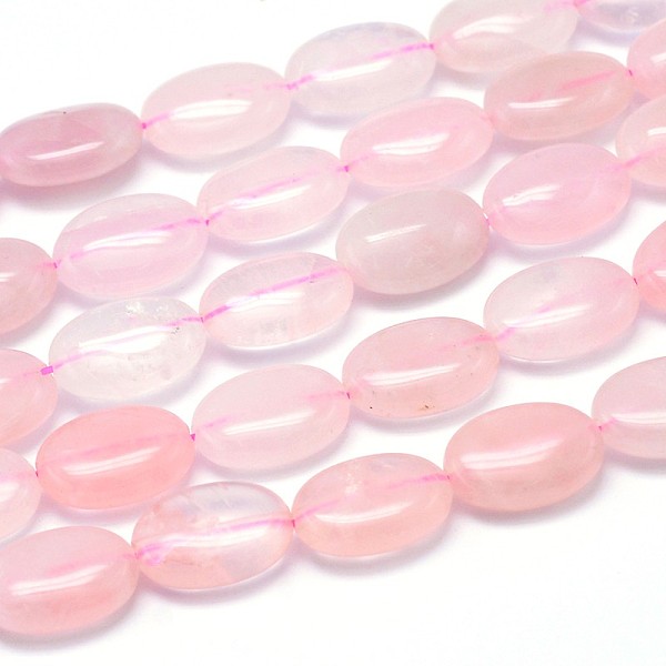

PandaHall Natural Rose Quartz Flat Oval Bead Strands, 14x10x6mm, Hole: 1mm, about 29pcs/strand, 15.7 inch Rose Quartz Oval