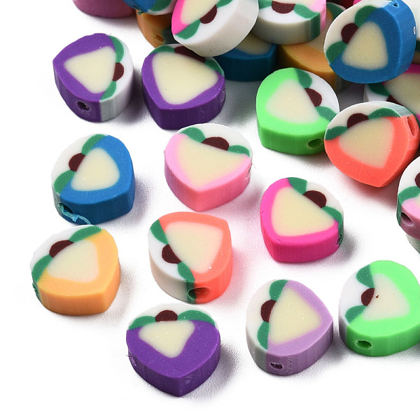 

PandaHall Handmade Polymer Clay Beads, Peach, Mixed Color, 9~9.5x9.5~10x4.5mm, Hole: 1.2~1.8mm Polymer Clay Fruit Multicolor