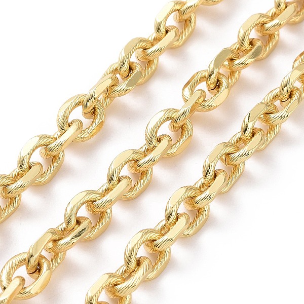 

PandaHall Brass Textured Cable Chains, Oval Link Chains, Unwelded, with Spool, Cadmium Free & Nickel Free & Lead Free, Real 18K Gold Plated...