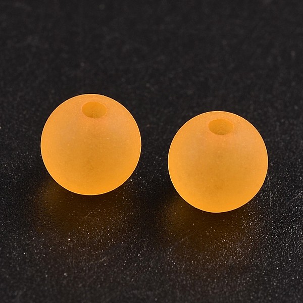 

PandaHall Transparent Acrylic Ball Beads, Frosted Style, Round, Orange, 8mm, Hole: 2mm, about 1892pcs/500g Acrylic Round Orange