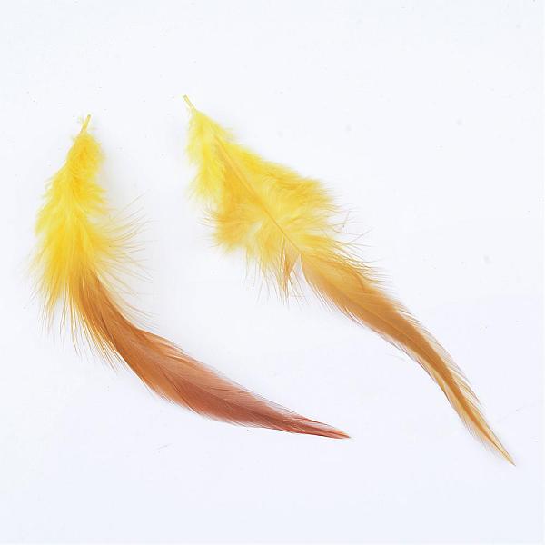 

PandaHall Chicken feather Costume Accessories, Dyed, Yellow, 35~155x7~35mm, about 750-800pcs/bundle Feather Feather Yellow