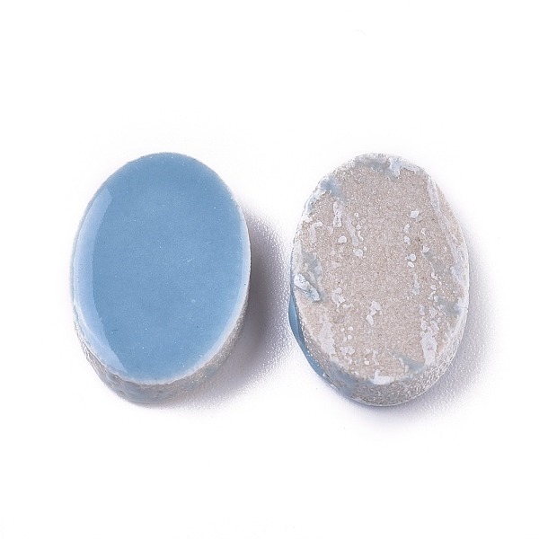 

PandaHall Porcelain Cabochons, Oval, Sky Blue, 12.5x18x5mm, 60pcs/bag Porcelain Oval Blue