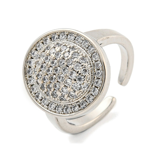 

PandaHall Real Platinum Plated Brass Micro Pave Clear Cubic Zirconia Cuff Rings, Open Rings for Women, Flat Round, Adjustable Brass+Cubic...