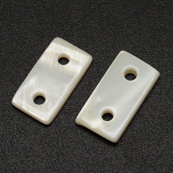 

PandaHall Rectangle Freshwater Shell Links connectors, Creamy White, 12~13x7x2mm, Hole: 1mm Shell Rectangle