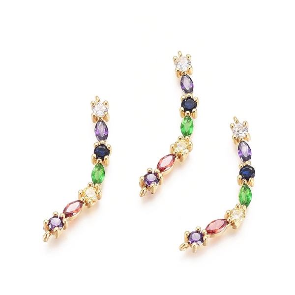 

PandaHall Chakra Brass Micro Pave Cubic Zirconia Links connectors, Colorful, Golden, 8x32x3mm, Hole: 0.8mm Brass+Cubic Zirconia Others..., Multicolor