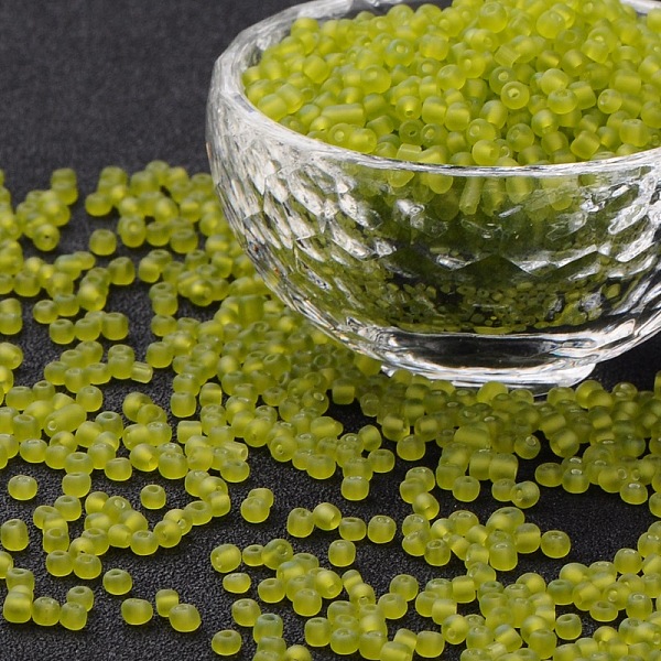

PandaHall 8/0 Glass Seed Beads, Frosted Colors, Round, Round Hole, Green Yellow, 8/0, 3mm, Hole: 1mm, about 1111pcs/50g, 50g/bag...