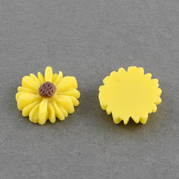 

PandaHall Flatback Hair & Costume Accessories Ornaments Resin Flower Daisy Cabochons, Gold, 13x4mm Resin Flower Gold