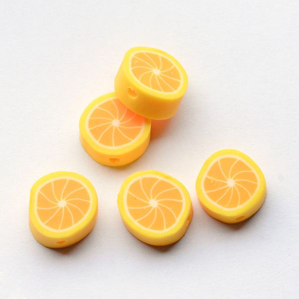 

PandaHall Handmade Polymer Clay Lemon Beads, Gold, 10x4.5mm, Hole: 1~2mm Polymer Clay Fruit Gold