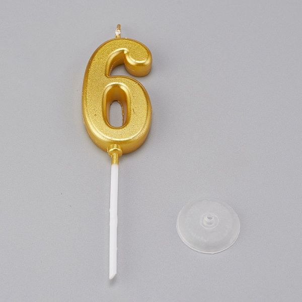 

PandaHall Paraffin Golden Candles, Number Shaped Smokeless Candles, Decorations for Wedding, Birthday Party, Num.6, 6: 104x24.5x7.5mm..., Gold