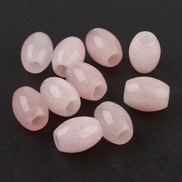 

PandaHall Natural Rose Quartz European Beads, Large Hole Beads, Barrel, 15~17x12~13.5mm, Hole: 4.5~5mm Rose Quartz Barrel Pink