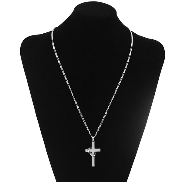 Halsketten Mit Kreuz- Und Ringanhänger Aus Titanstahl