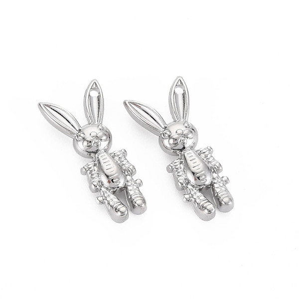 

PandaHall Rack Plating Alloy Pendants, Cadmium Free & Nickel Free & Lead Free, Rabbit, Platinum, 22x9.5x4.5mm, Hole: 1mm Alloy Rabbit