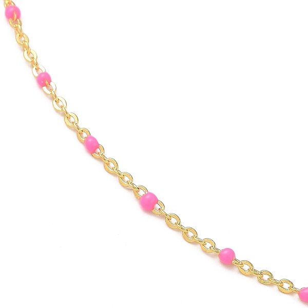 

PandaHall Brass Enamel Cable Chain Necklaces, with 304 Stainless Steel Lobster Claw Clasps, Real 18K Gold Plated, Hot Pink, 15.74 inch(40cm)...