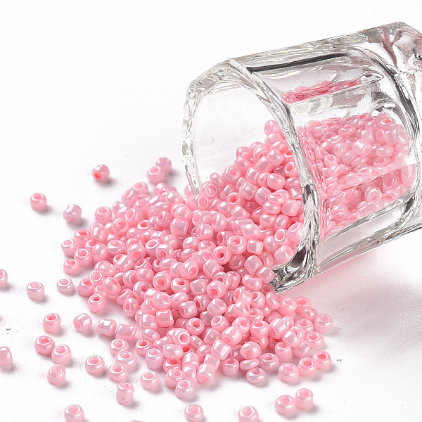 

PandaHall Glass Seed Beads, Opaque Colours Seed, Round, Pink, 2mm, Hole:1mm, about 6666pcs/100g Glass Pink