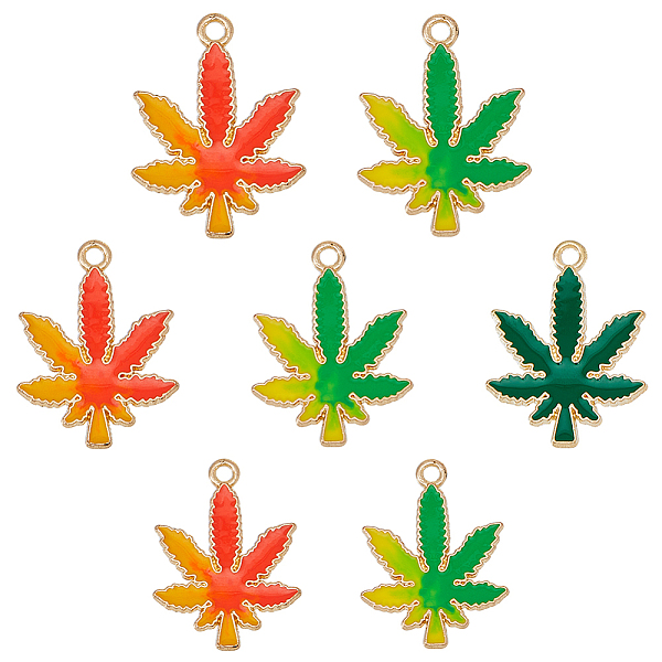 

PandaHall SUPERFINDINGS 28Pcsc 7 Style Alloy Enamel Pendants, Maple Leaf, Light Gold, Mixed Color, 20~30x15~22x1.3mm, Hole: 1.5~2mm..., Multicolor