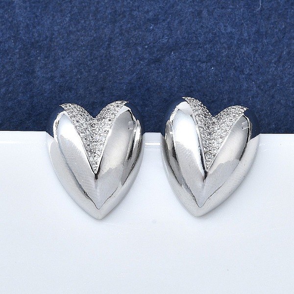 Boucles d'oreilles en laiton avec micro pavé de zircone cubique transparente pour femmes
