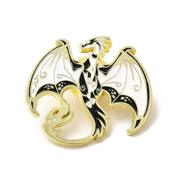 

PandaHall Animal Enamel Pin, Light Gold Alloy Badge for Clothes Backpack, Dragon Pattern, 28x30.5x1.5mm Alloy+Enamel